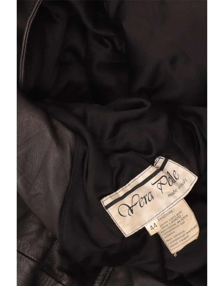 Palton supradimensionat din piele vintage pentru femei IT 44 mediu negru