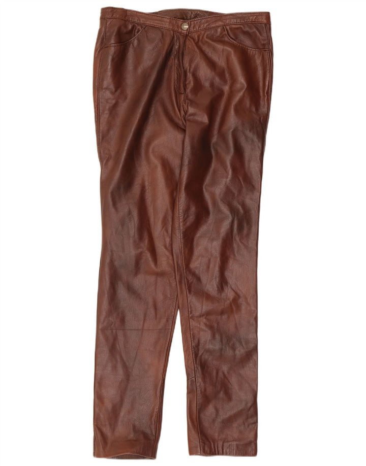 Pantaloni slim din piele vintage pentru femei W32 L31 maro