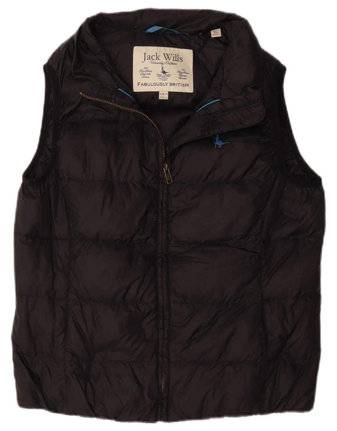 Jack Wills Gilet căptușit pentru femei UK 12 Medium Black