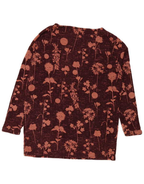 Marks & Spencer Top pentru femei cu mânecă lungă UK 12 Medium Burgundy Floral