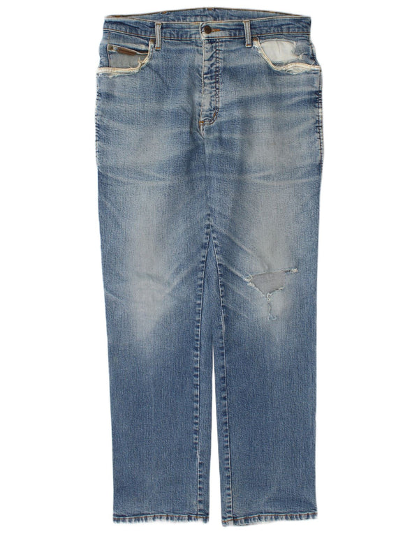 Blugi drepte Wrangler pentru bărbați Texas Distressed W34 L32 Bumbac albastru