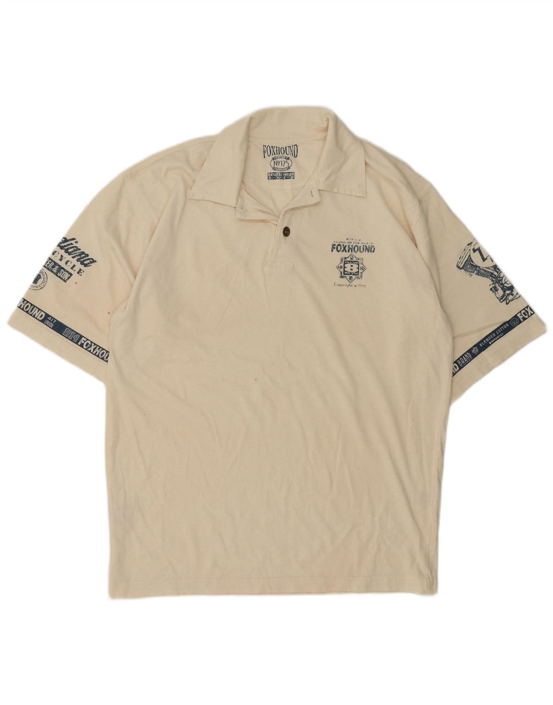 Tricou polo cu grafică pentru bărbați Foxhound, bumbac, bej mediu, retro