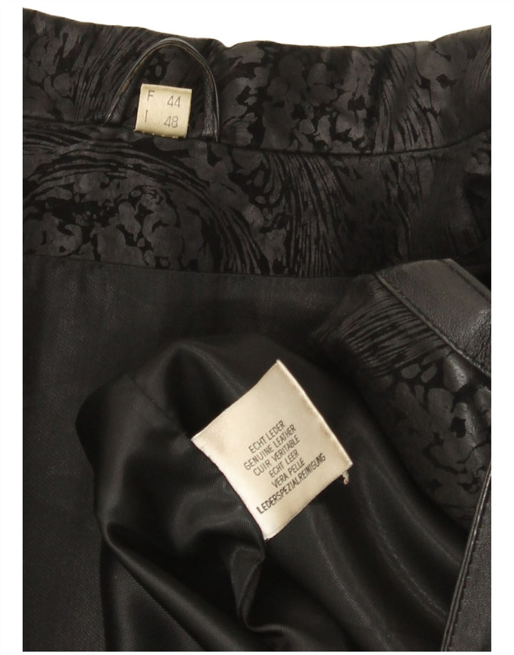 Jachetă de piele vintage supradimensionată pentru femei IT 48 2XL din piele neagră