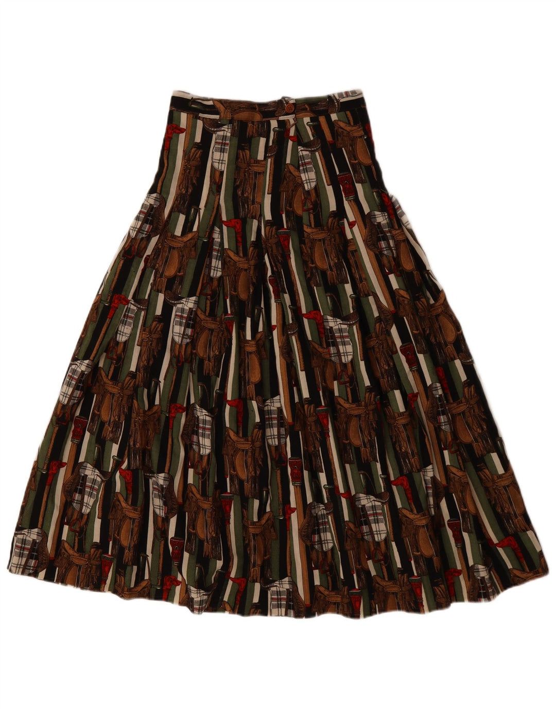 Fusta Plisată Grafică Vintage Femei IT 42 Medium W28 Multicolor