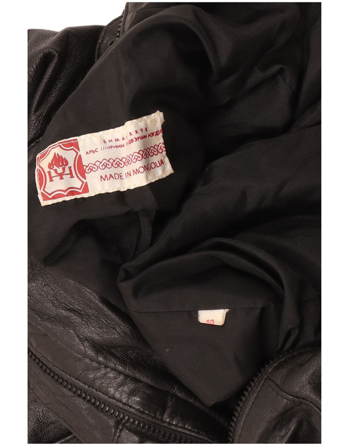 Jachetă de piele supradimensionată vintage pentru femei EU 50 XL neagră