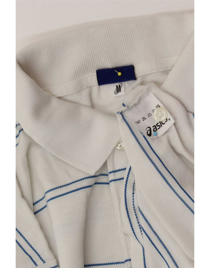 Tricou polo Asics pentru bărbați, bumbac cu dungi albe medii