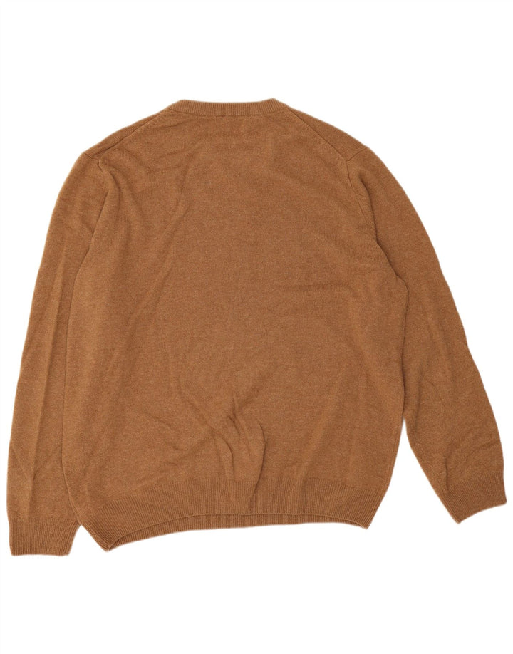 Pulover pentru bărbați Marks & Spencer, cu gât crew, 2XL, lână de miel maro
