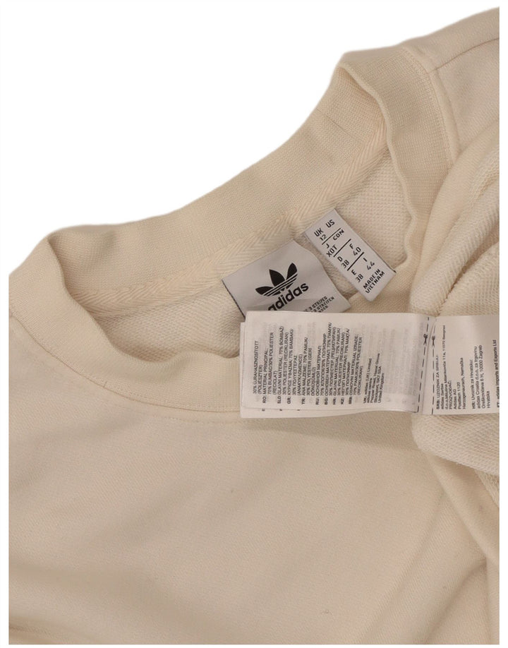 Pulover supradimensionat cu grafic pentru femei Adidas UK 12 Bumbac alb mediu