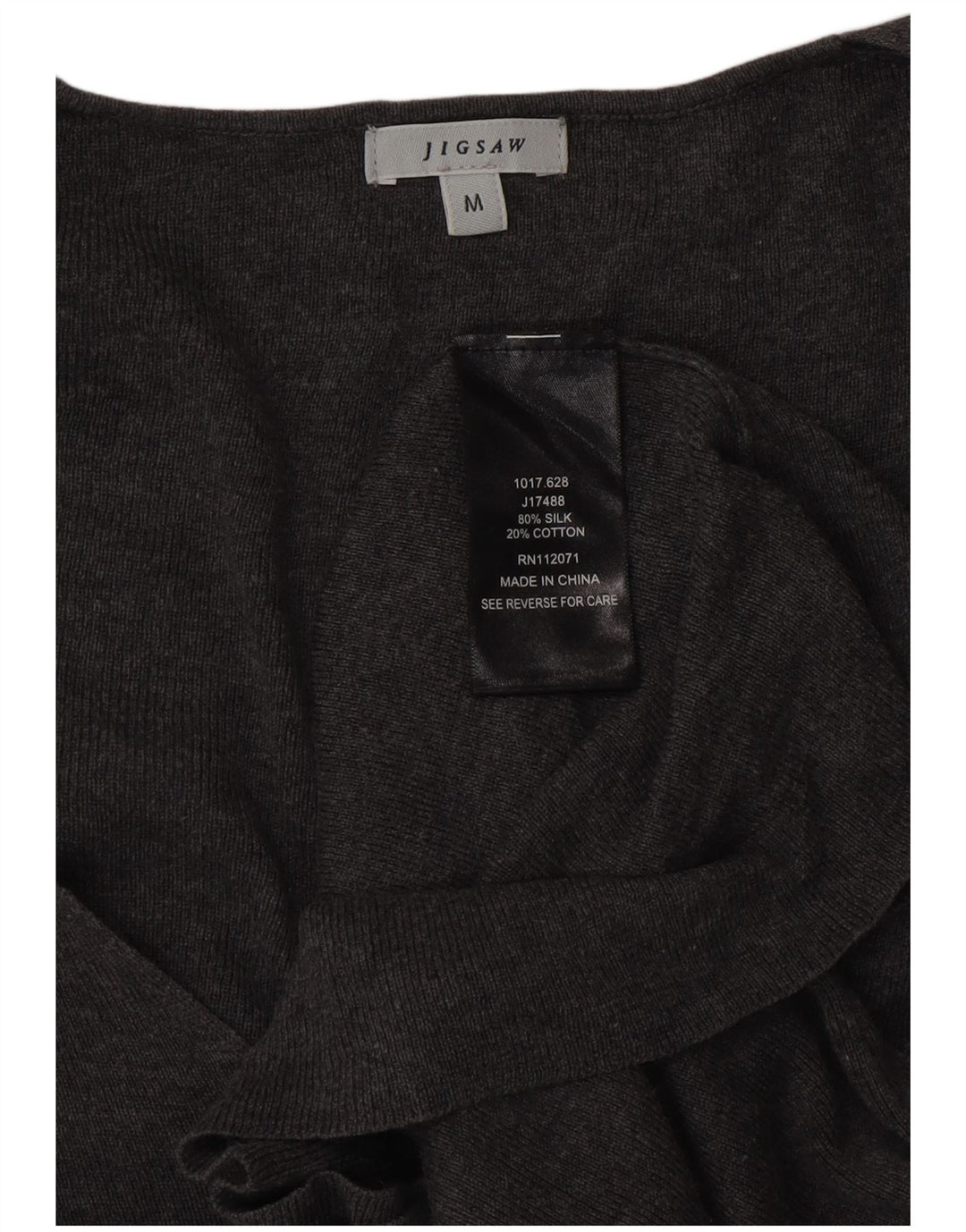 JIGSAW Pulover cu decolteu în V pentru femei UK 12 Bumbac gri mediu