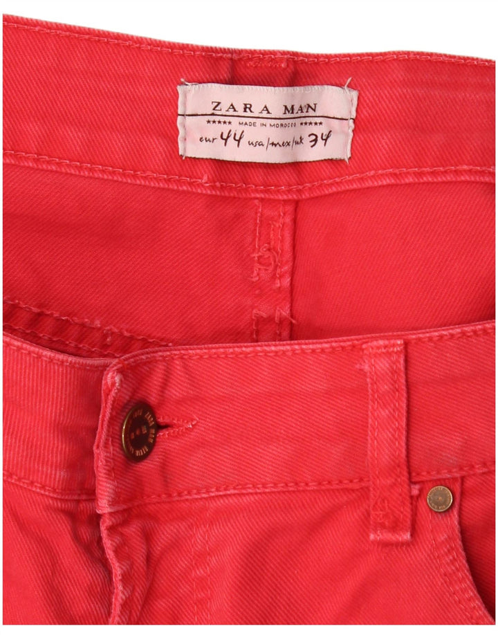 Pantaloni scurți din denim pentru bărbați ZARA EU 44 Large W34 Red