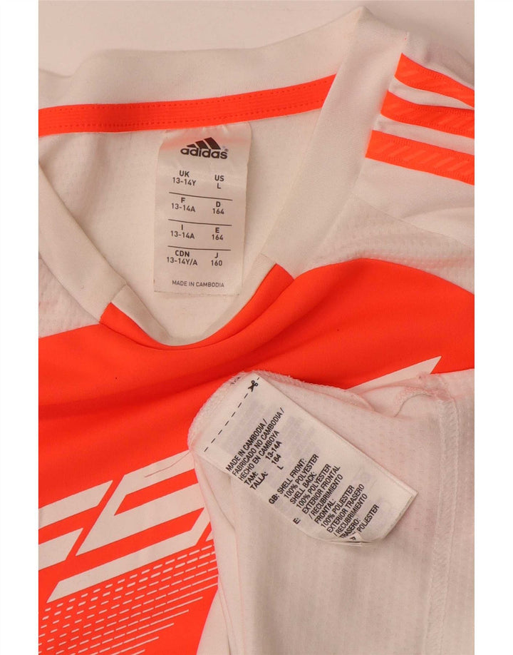 Tricou grafic Adidas pentru băieți Top 13-14 ani, alb, poliester color bloc