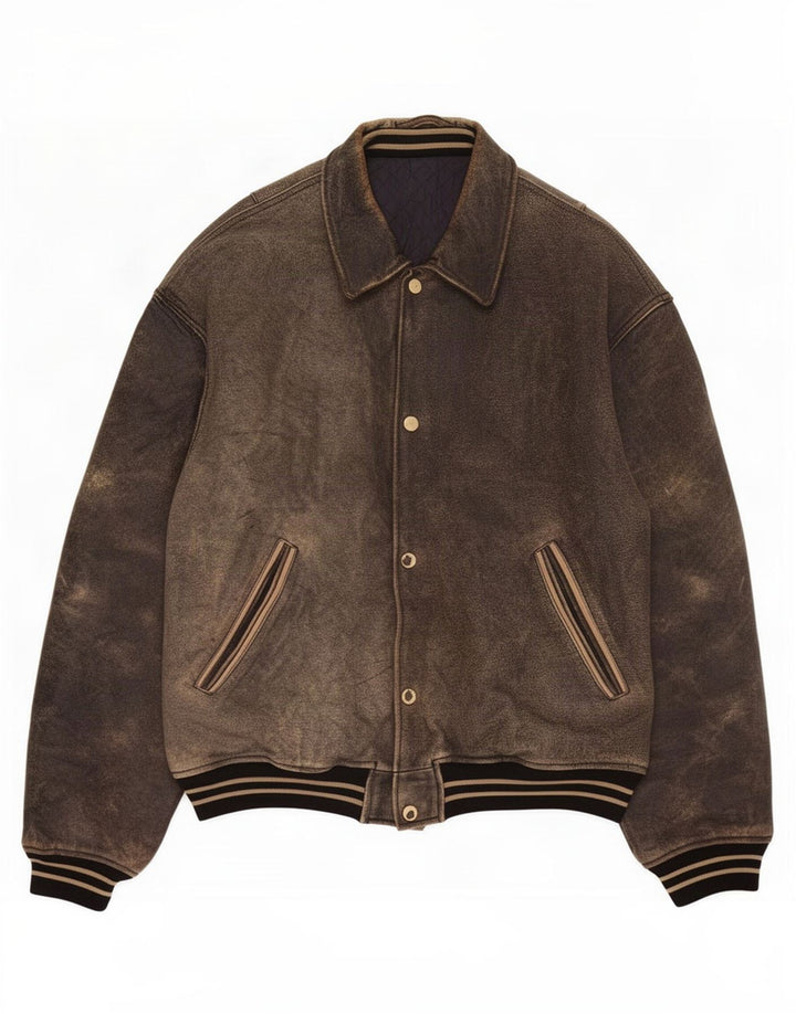 Jachetă de piele vintage pentru bărbați UK 42 XL maro