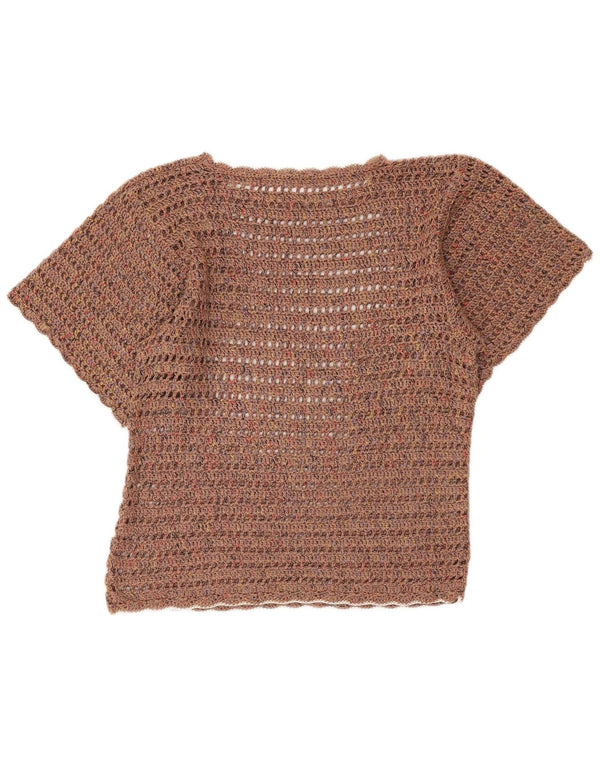 Bluză din croșetat vintage pentru femei UK 18 XL maro