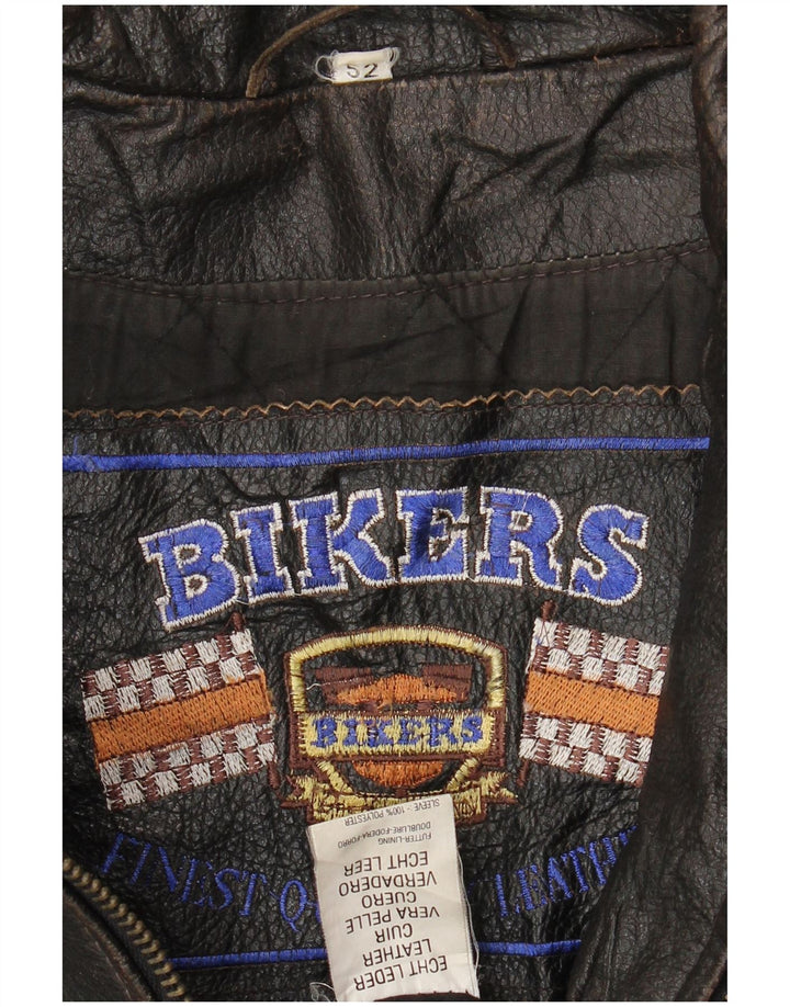 Jachetă Biker din piele pentru bărbați Bikers IT 52 XL din piele maro