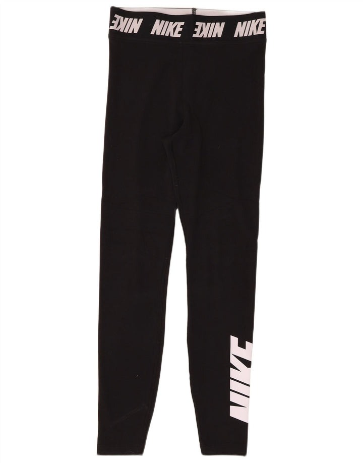 Leggings grafic NIKE pentru femei UK 8, bumbac negru mic