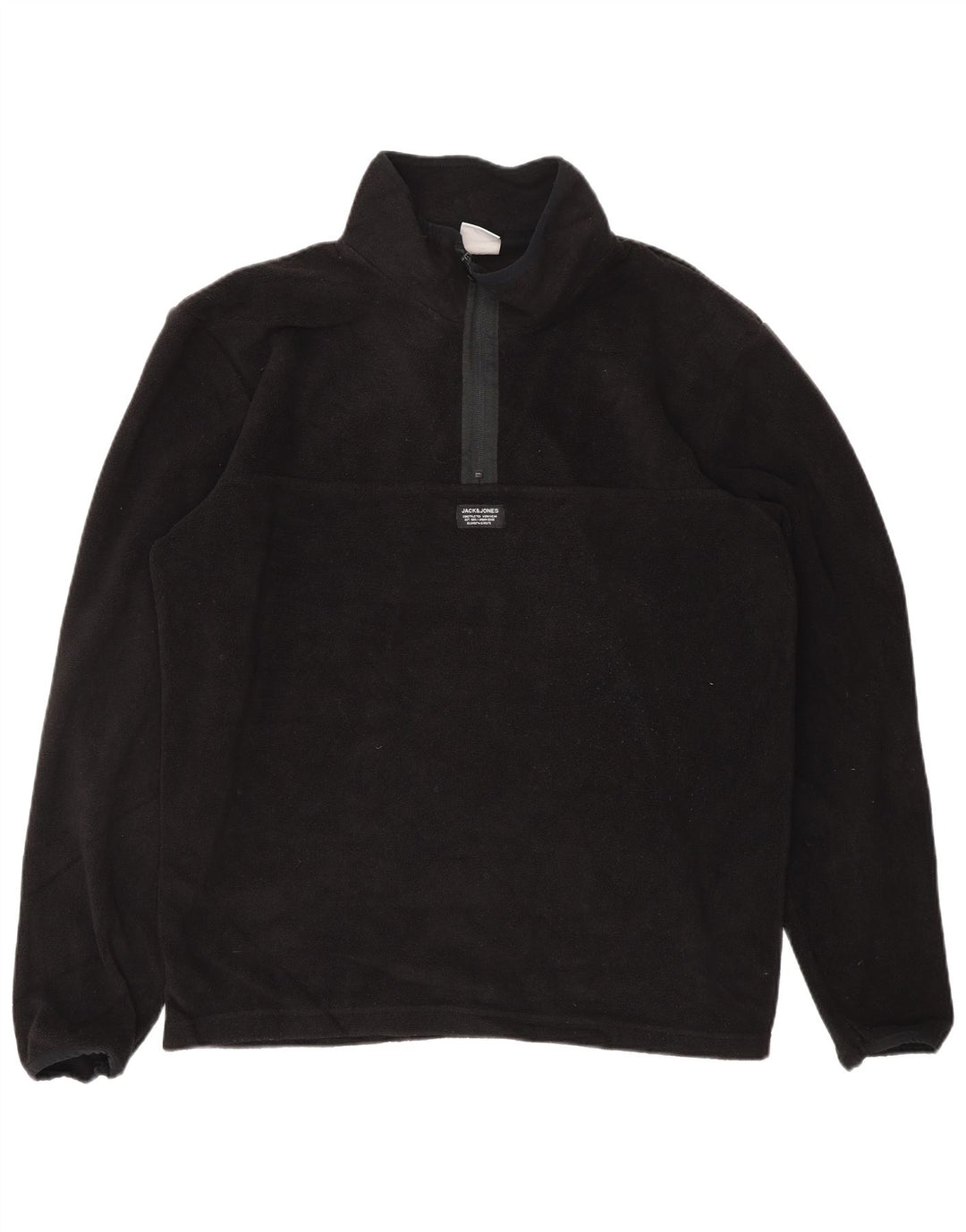 JACK & JONES Pulover pentru bărbați, cu fermoar și gât, XL, poliester negru