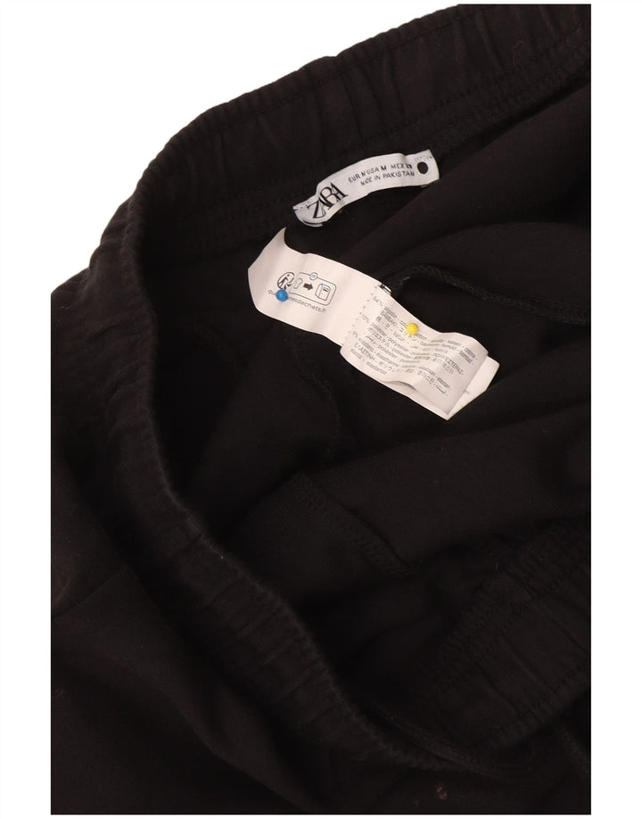 Pantaloni de trening Zara pentru femei UK 12, bumbac mediu negru