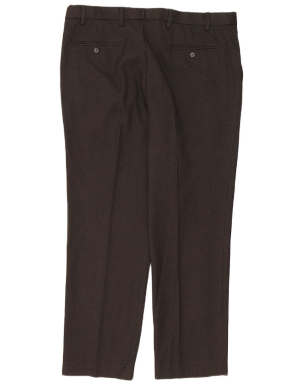 Pantaloni de costum obișnuiți, drepti, pentru bărbați, Marks & Spencer, L38 L31, poliester maro