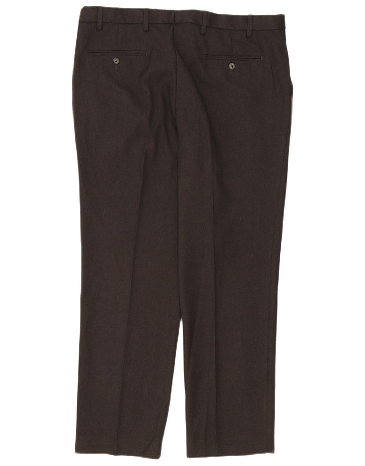 Pantaloni de costum obișnuiți, drepti, pentru bărbați, Marks & Spencer, L38 L31, poliester maro