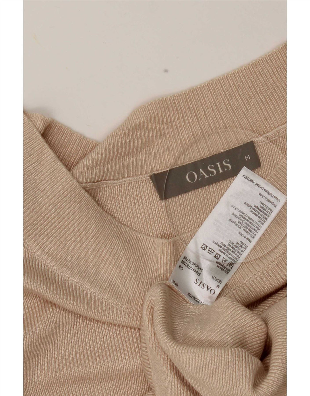 Crop Top pentru femei Oasis mânecă 3/4 UK 12 Medium Bej Viscoză