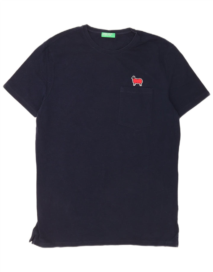Tricou pentru bărbați Benetton Top mare din bumbac bleumarin