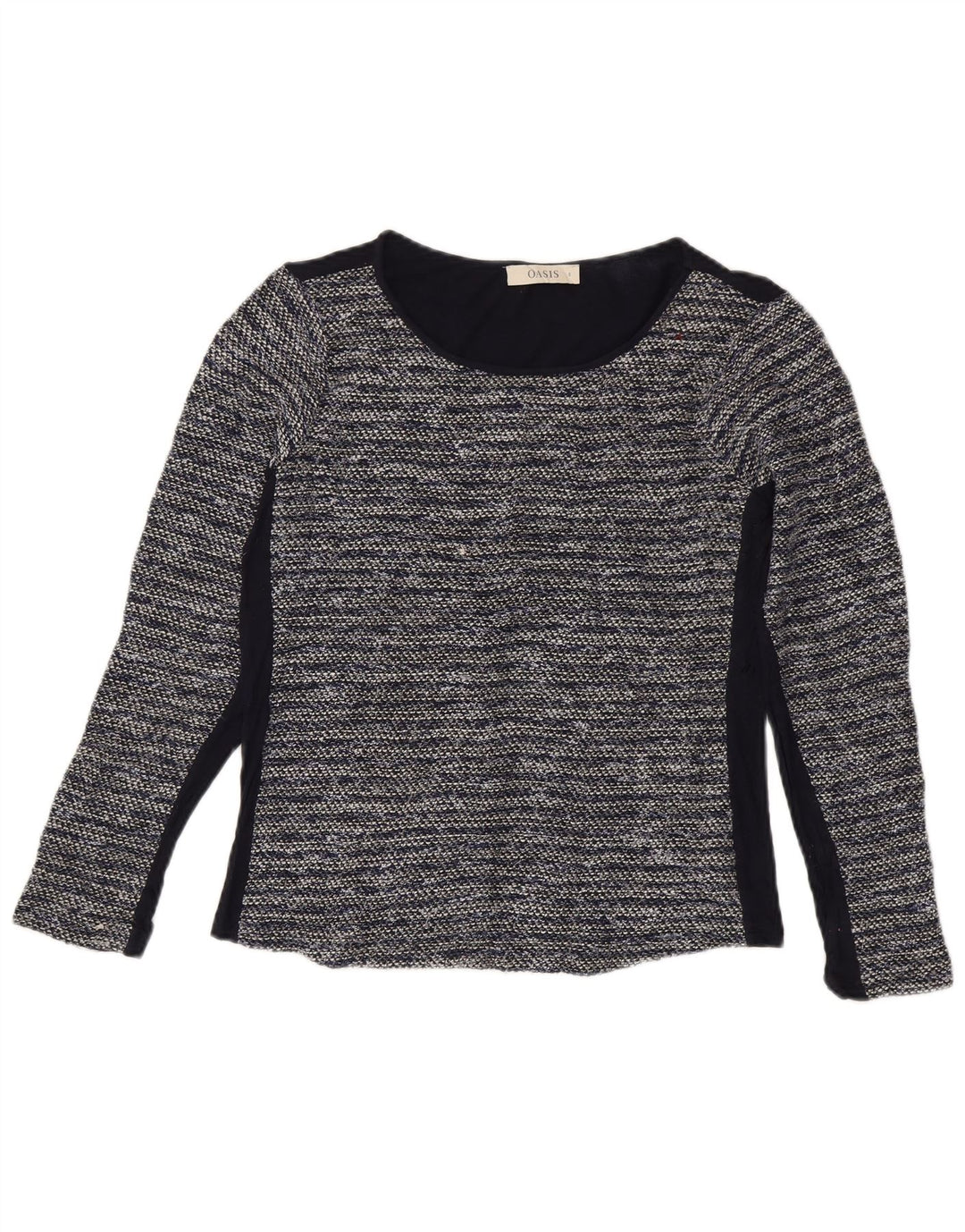 Oasis Top pentru femei cu mânecă lungă UK 10 Mic bleumarin poliester cu dungi