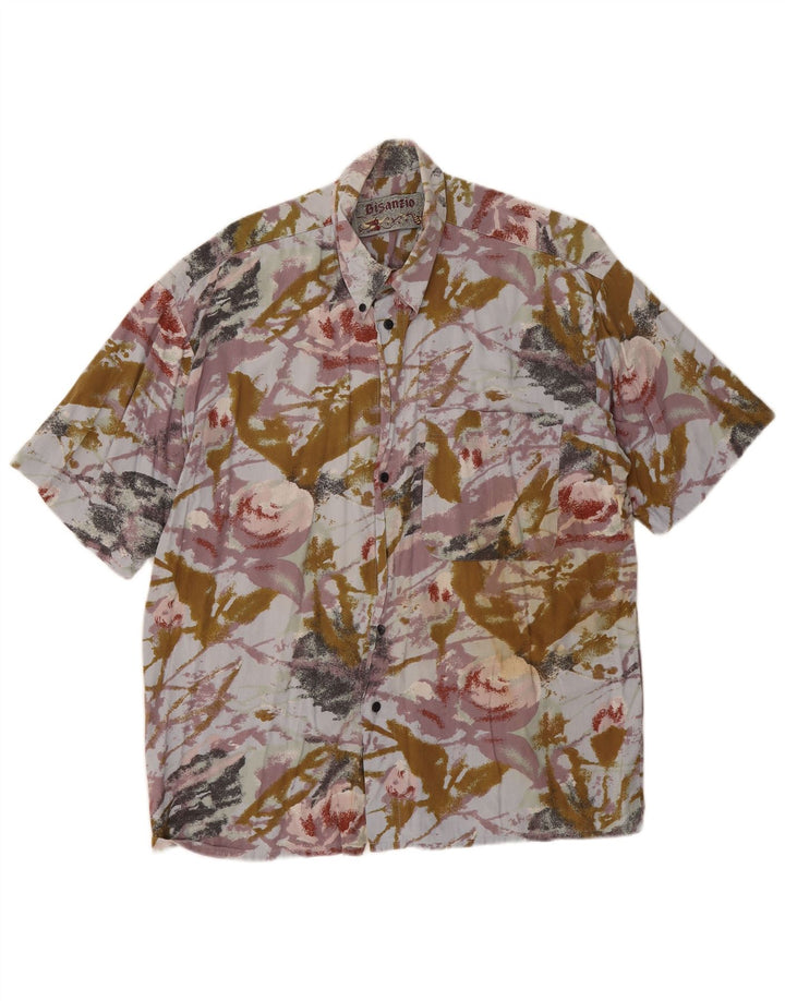 Cămașă Vintage pentru bărbați cu mânecă scurtă XL, multicoloră, florală
