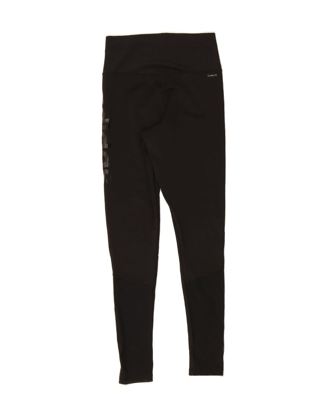 ADIDAS Womens Climalite Graphic Leggings UK 8/10 Small Black Polyester Vintage Adidas and Second-Hand Adidas from Messina Hembry 