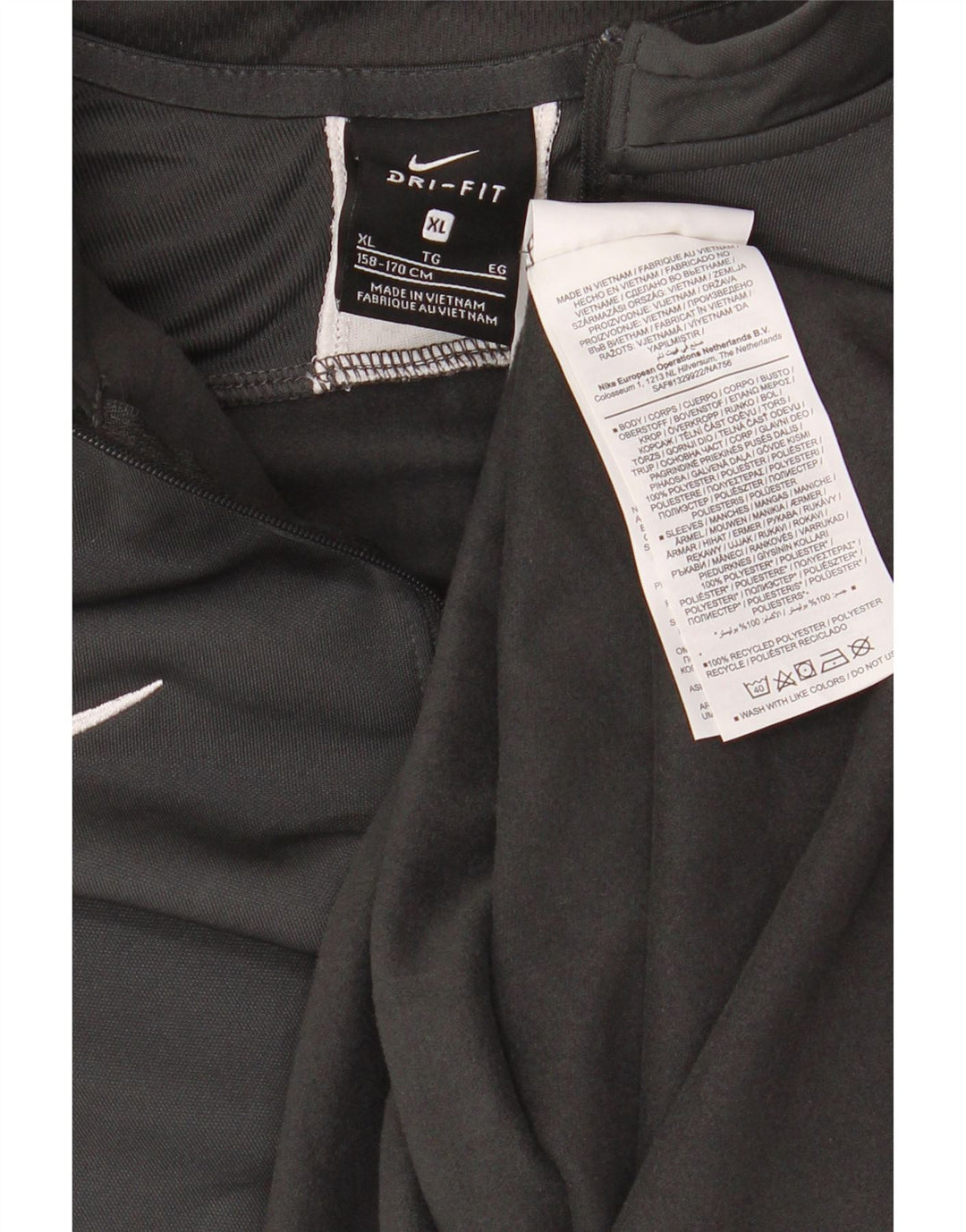 Top de trening NIKE Dri Fit, cu fermoar și gât, pentru băieți, 13-14 ani, XL, gri