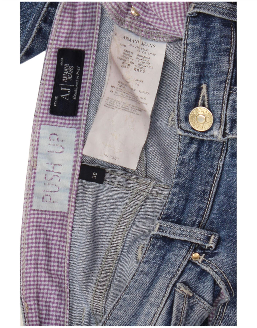 Blugi skinny de dama ARMANI W30 L30 Bumbac Albastru