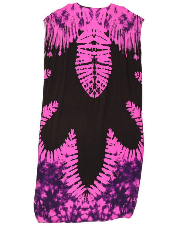 Rochie maxi vintage pentru femei cu model abstract, mărime unica neagră