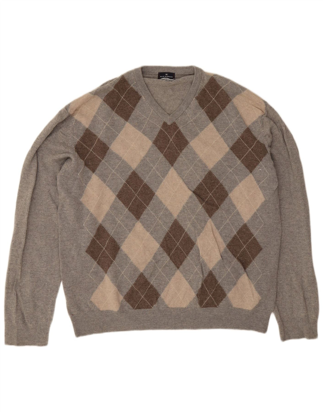 Pulover pentru bărbați Marks & Spencer, cu decolteu în V, 2XL, gri Argyle/Diamond