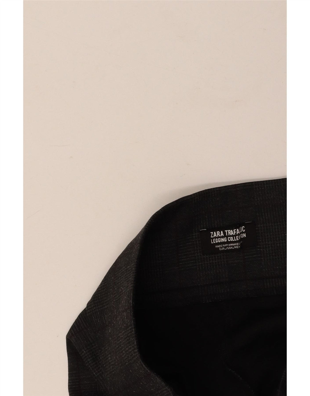 ZARA Pantaloni casual subțiri cu talie înaltă pentru femei L30 L28, gri, carouri