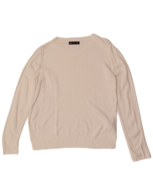 Pulover pentru femei Marks & Spencer cu decolteu cu barca UK 14 Medium White Acrylic
