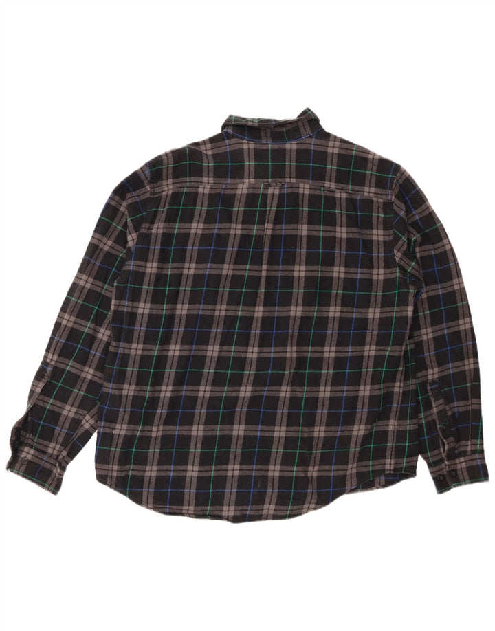 Cămașă de flanel pentru bărbați EDDIE BAUER XL, bumbac negru cu carouri