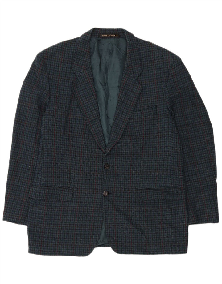 Marks & Spencer pentru bărbați St. Michael Blazer Jacket UK 44 XL Green Houndstooth