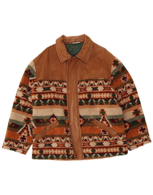 Jachetă din lână pentru bărbați WAMPUM UK 40 mare maro geometrică