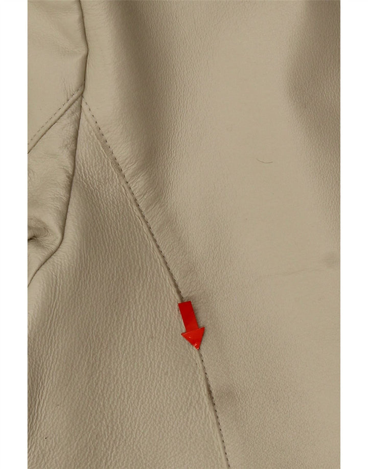 Palton din piele vintage pentru femei UK 12 Medium Beige Piele
