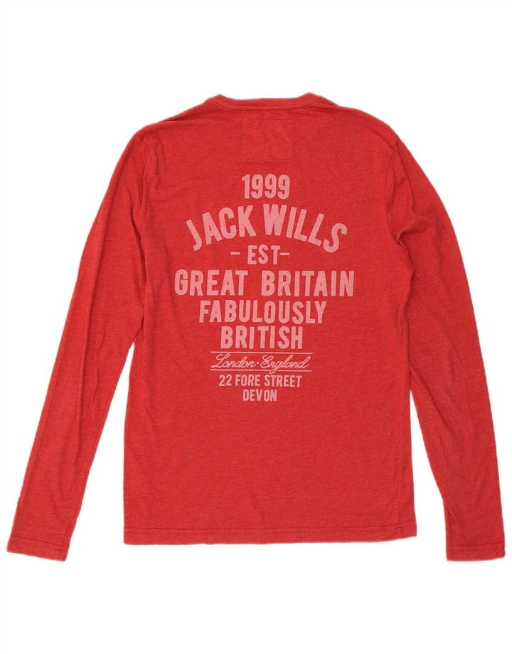 JACK WILLS Top grafic pentru bărbați cu mânecă lungă din bumbac roșu mic
