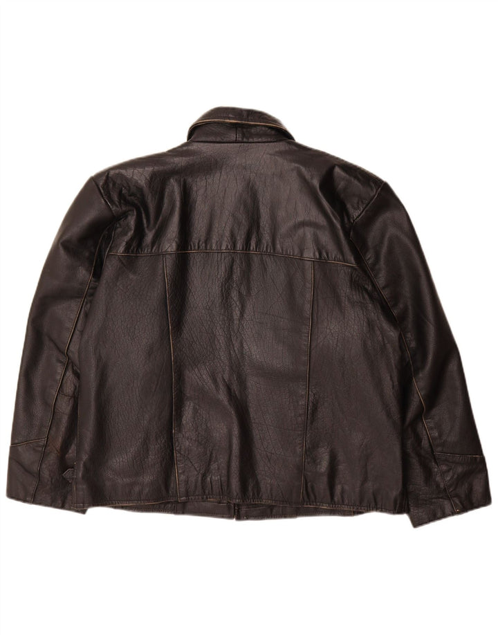 Jachetă de piele vintage pentru bărbați UK 38 Medium Black Leather