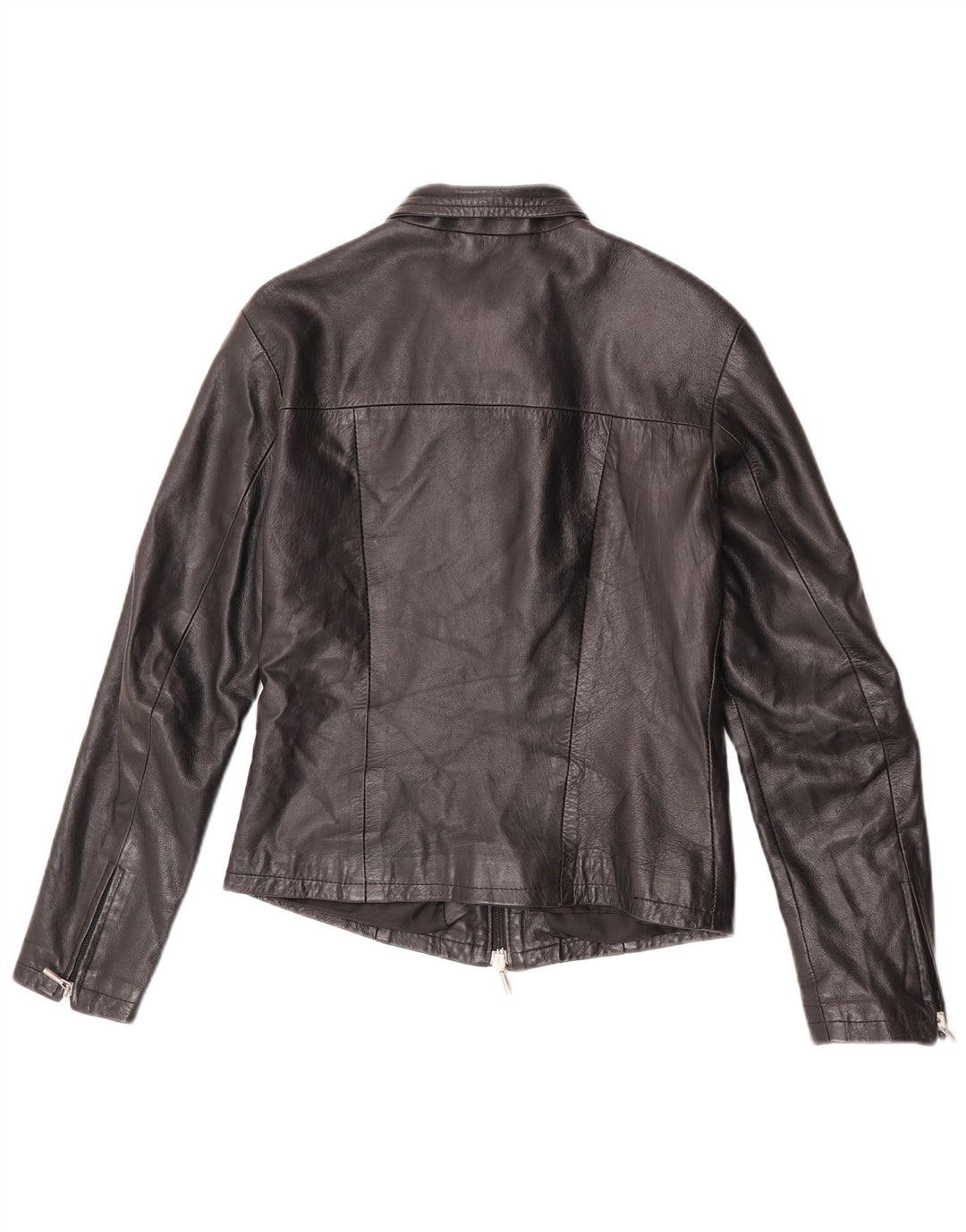 Jachetă de piele vintage pentru femei UK 12 Medium Black Leather