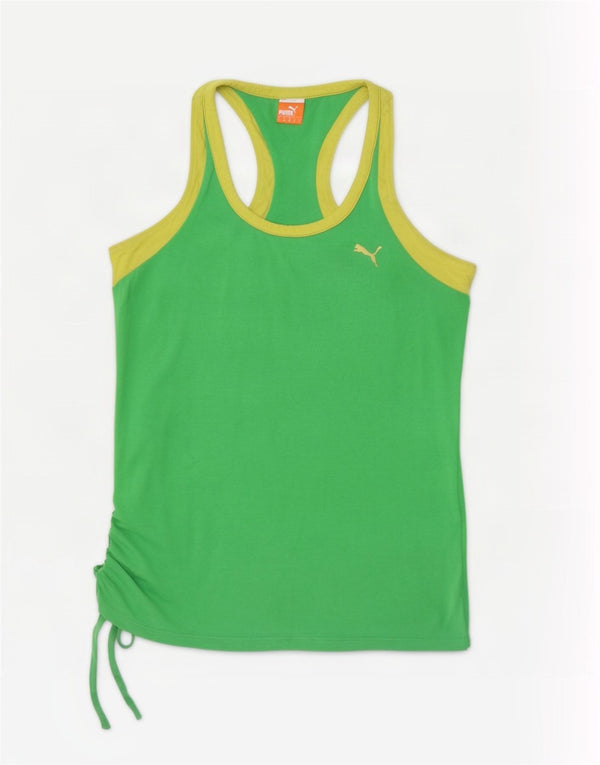 Puma Crop Vest Top pentru femei UK 10 Small Green Colorblock