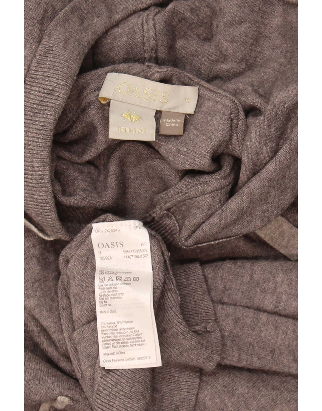 Pulover cu glugă pentru femei Oasis UK 14, gri mediu, viscoză cu pături
