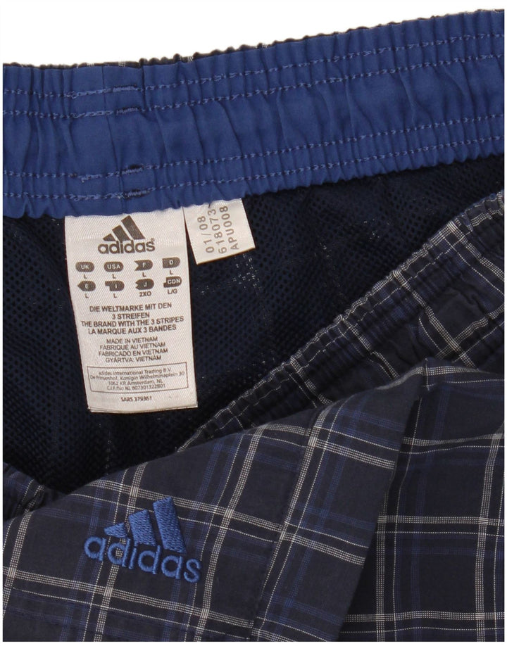 Pantaloni scurți de înot Adidas pentru bărbați, poliester cu carouri mari, albastre