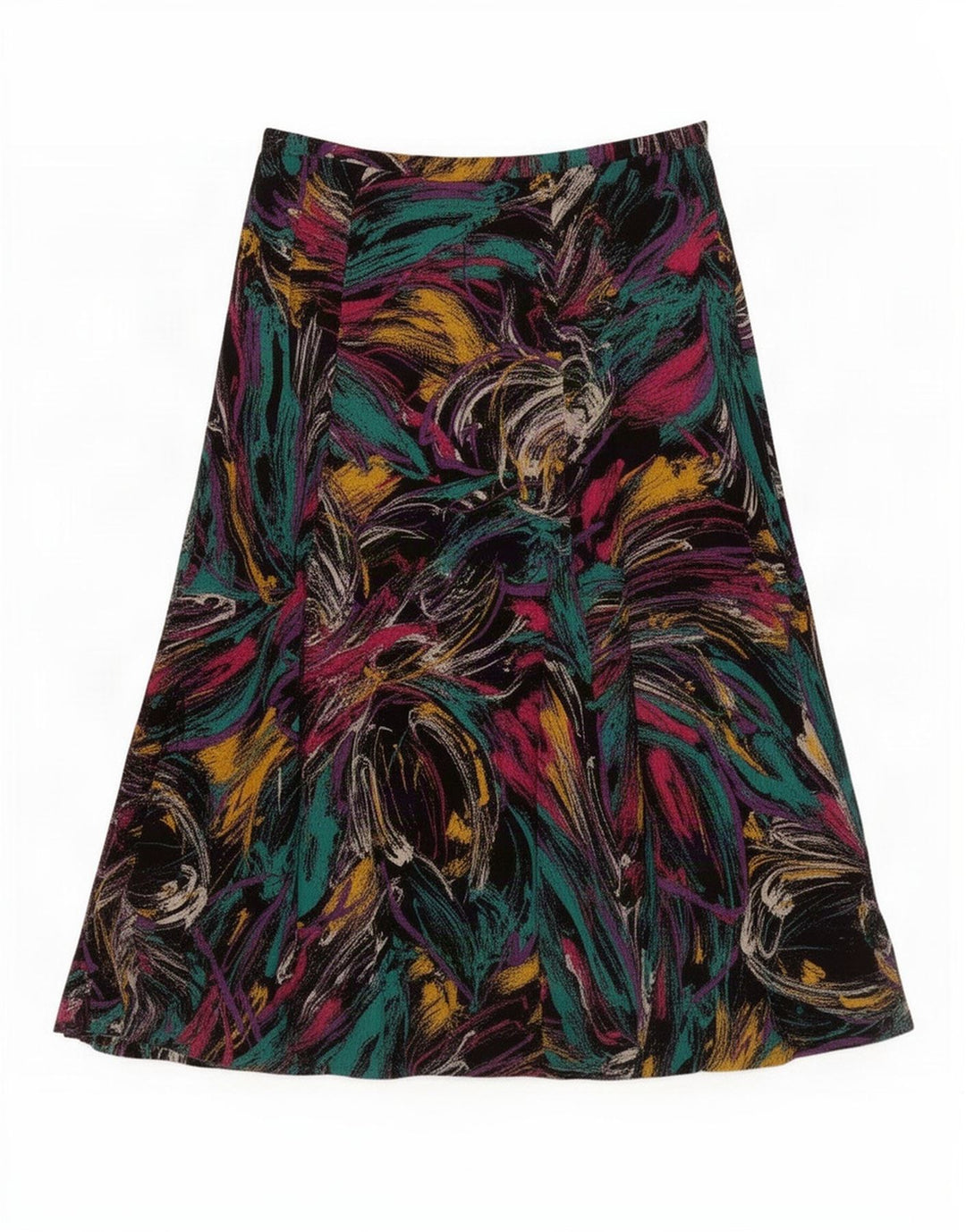 Fusta plisată cu model abstract pentru femei vintage IT 46 Large W28 Multicolor