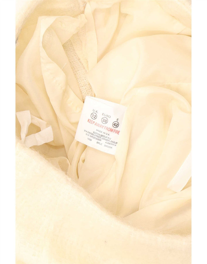 Fusta mini tricotată pentru femei Topshop UK 12 Medium W28 Lână bej