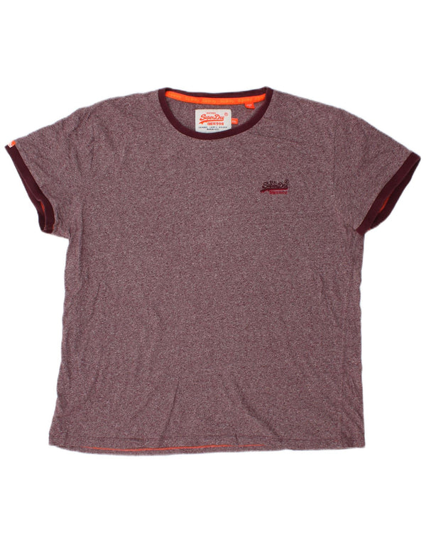 Tricou grafic pentru bărbați Superdry Top 2XL burgundy bumbac cu pete