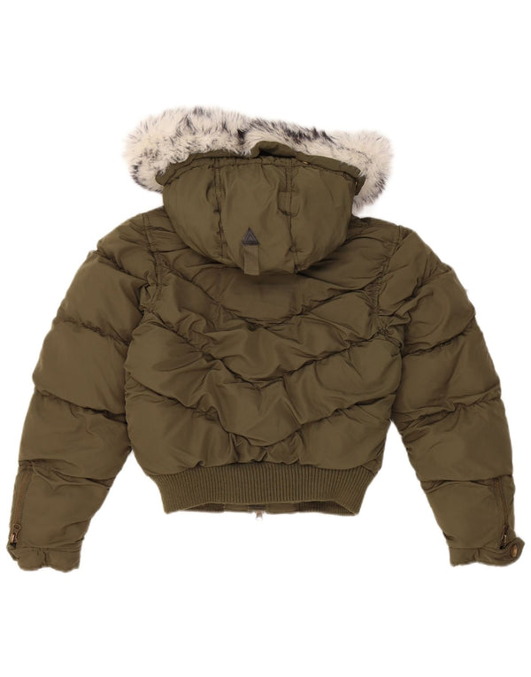 Lee Girls Crop Jachetă căptușită cu glugă 7-8 ani XS Kaki Poliester