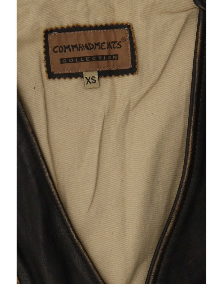 Vestă din piele vintage pentru bărbați XS neagră