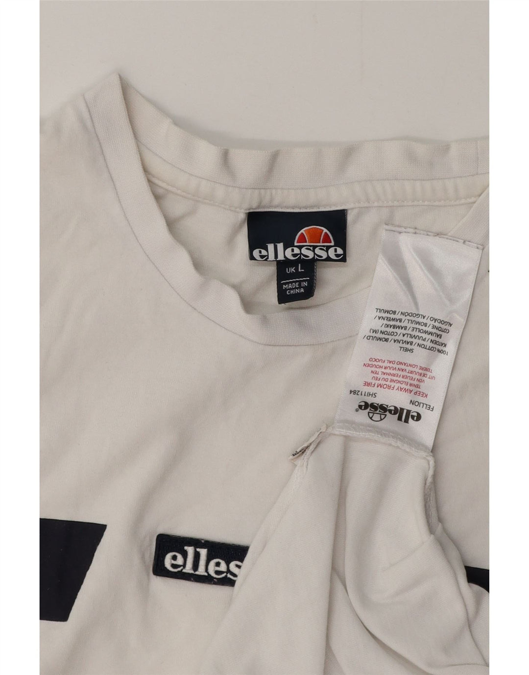 Tricou bărbați ELLESSE Top mare, alb, din bumbac color bloc
